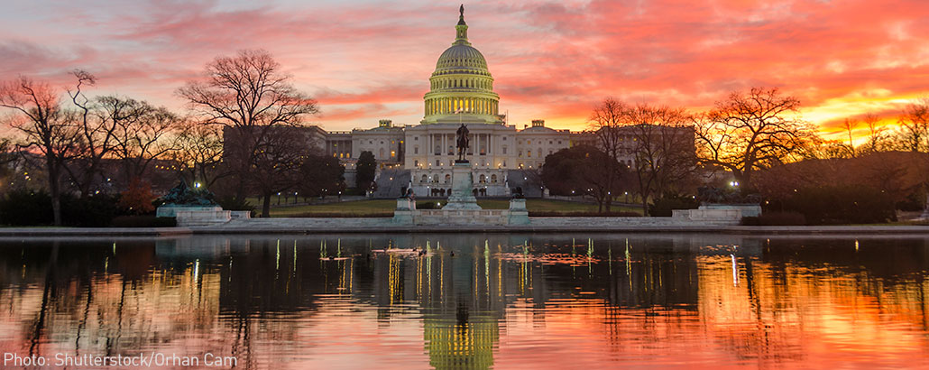 Sunrise over the Capitol building