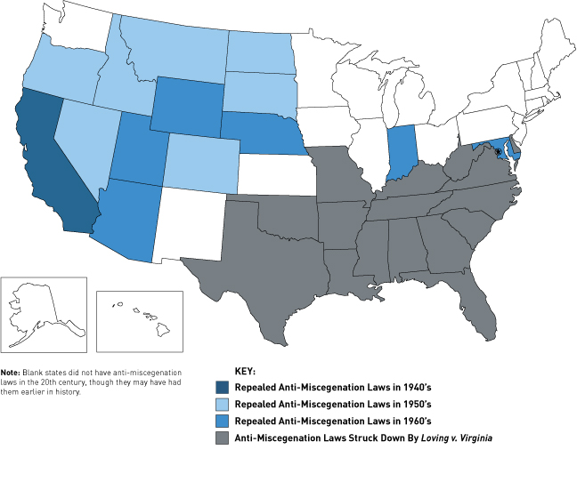 Map - The Leadup to Loving | American Civil Liberties Union