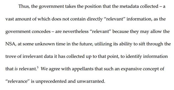 Excerpt from 2nd Circuit ruling on NSA call records program. 