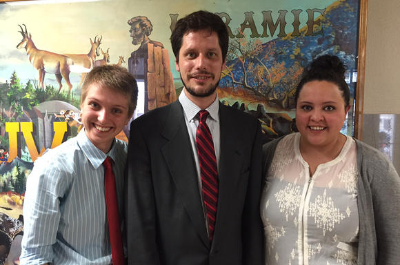 Bria Frame and Will Welch (local organizers) and Melanie Vigil at the NDO vote. The ordinance passed on a 7-2 vote.