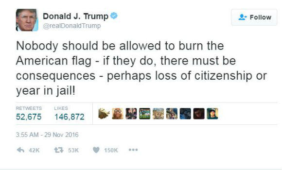 Trump's Flag Burning Tweet
