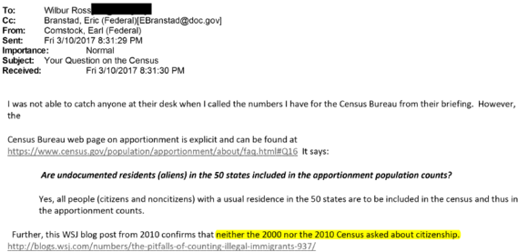 Your question on the Census email
