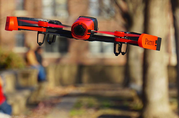 Red drone outdoors