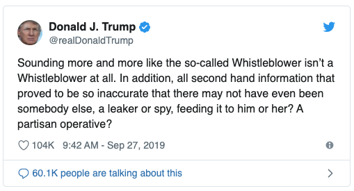 Donald Trump tweet 9:42 AM - Sep 27, 2019