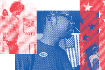 A collage of images representing the right to vote.